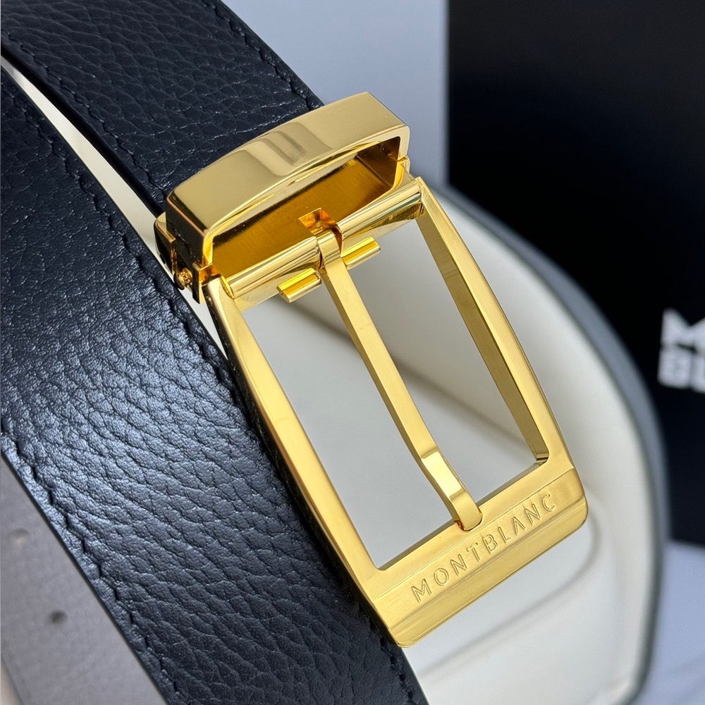 MontBlanc Men’s Black and Gold Belt Size 110 - Picture 5 of 8